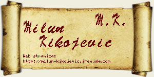 Milun Kikojević vizit kartica